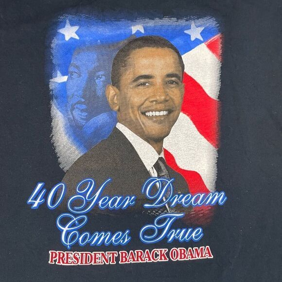 President Barack Obama Dreams Come True Graphic T-shirt Men XL Black - Picture 2 of 5